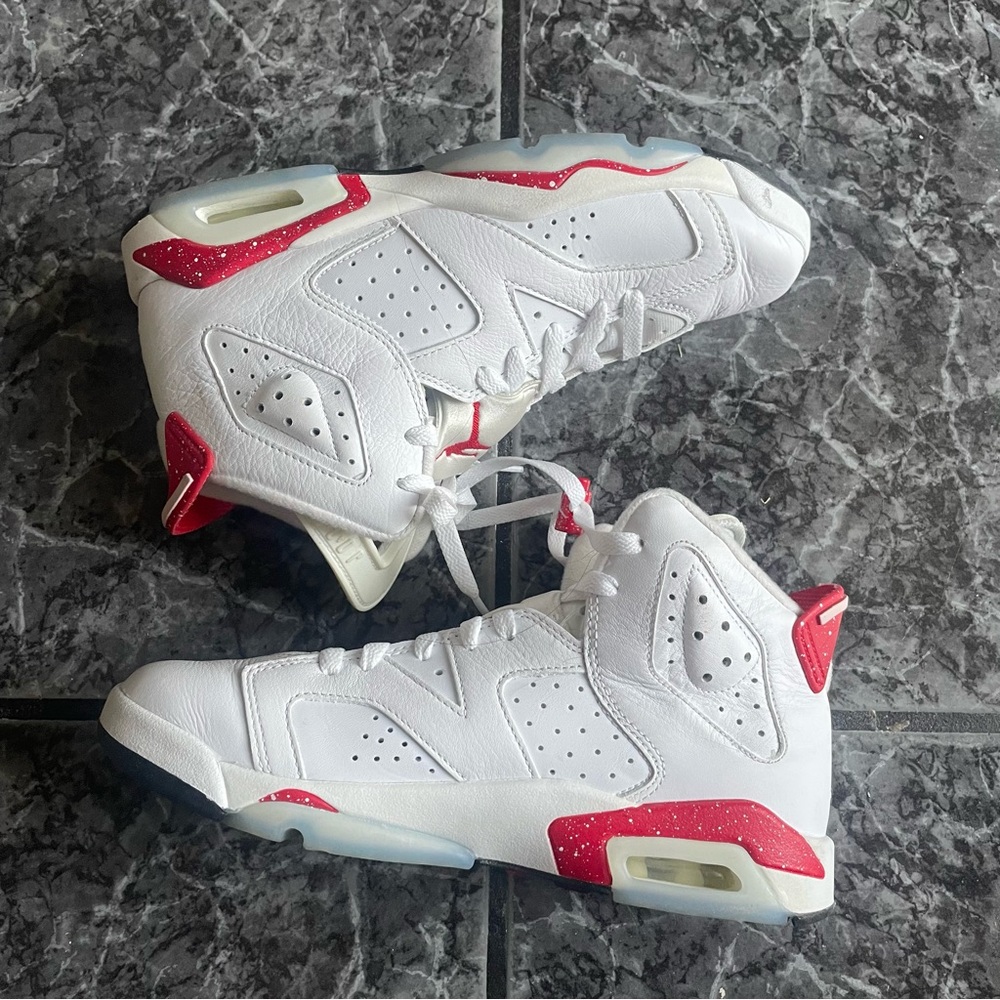 Jordan White and Red Sneakers Size 7Y - Picture 3 of 5